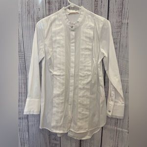 Soft Surroundings white pleated button-down tunic
